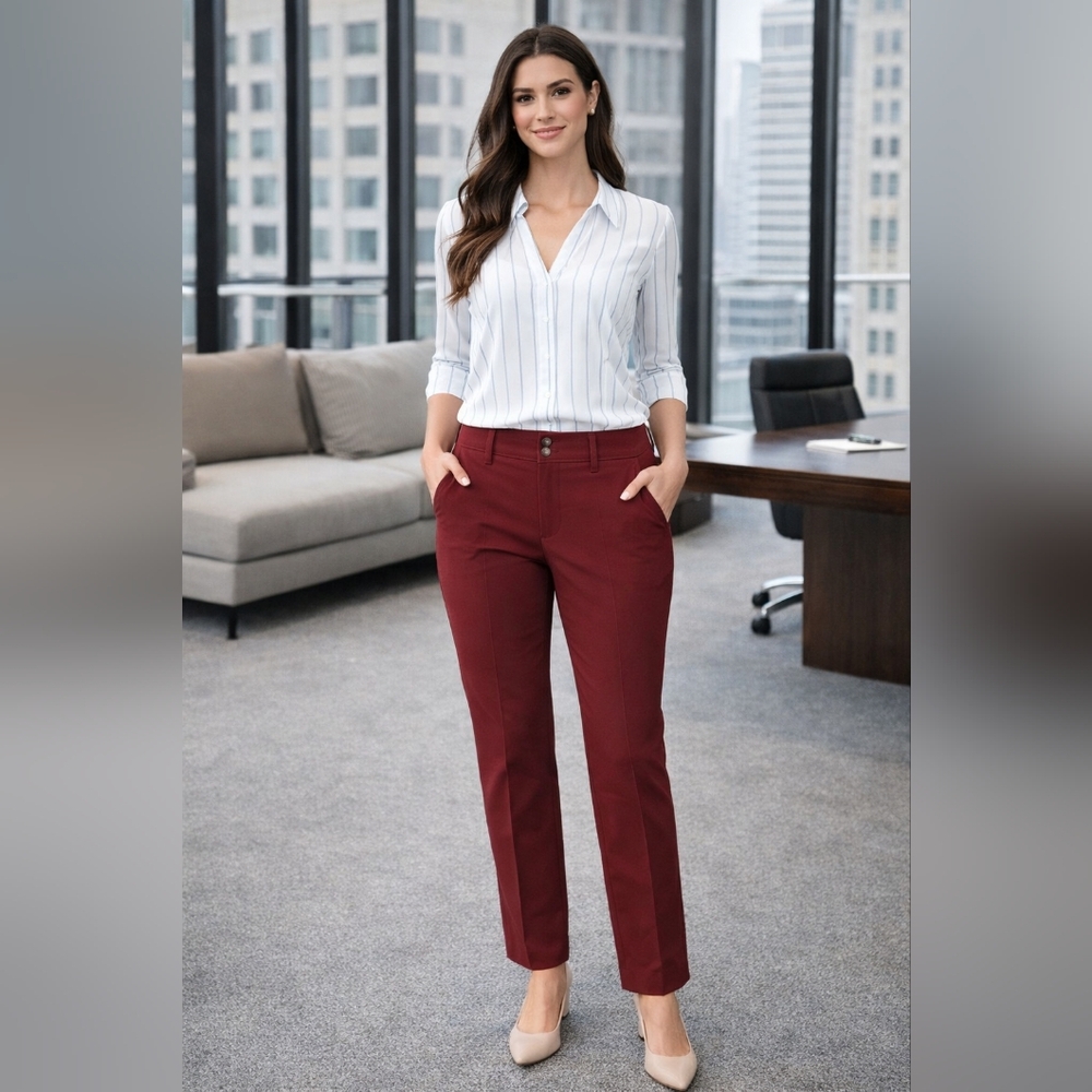 Chic Maroon Straight Leg Pants